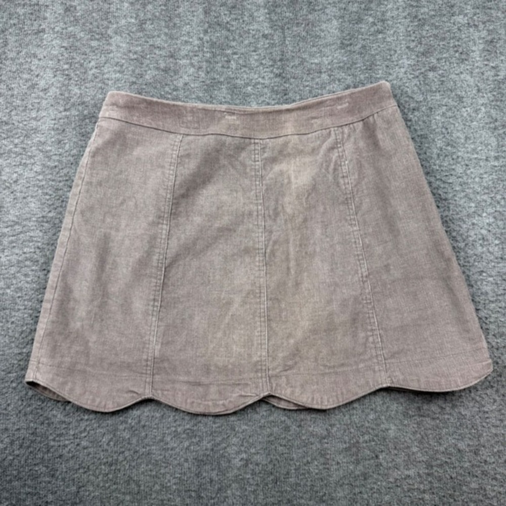 Hyfve Corduroy Mini Skirt Women's Small Taupe Scalloped Hem A-Line H17H056DG